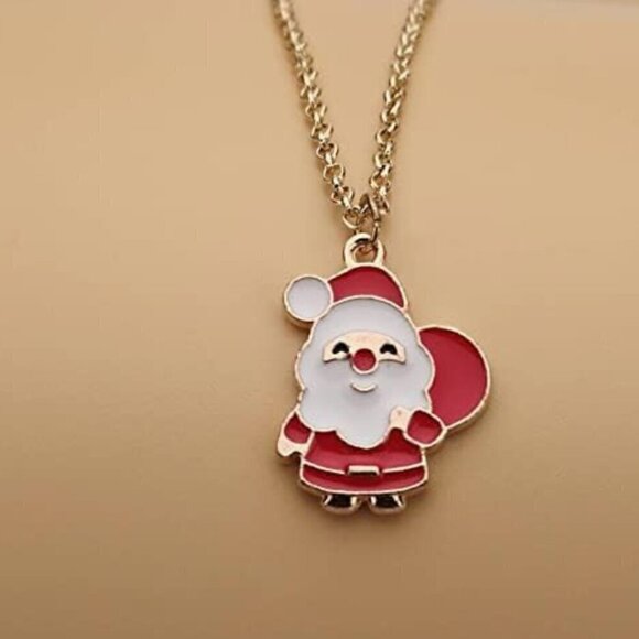 Holiday Christmas Charm Santa Necklace - Picture 2 of 2
